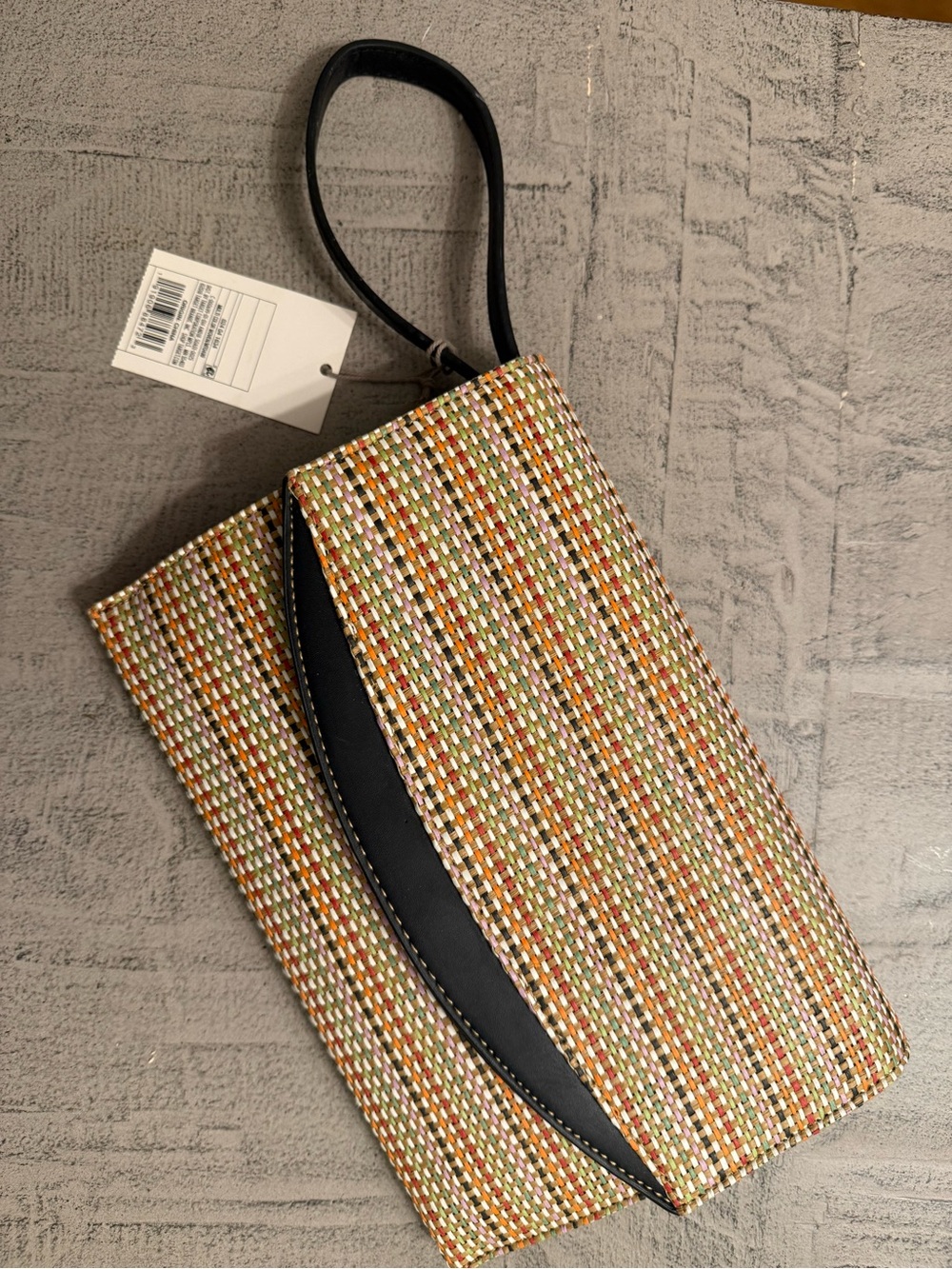 NWT Casual Folding Woven Multicolor Wristlet Clutch w/Black Trim by A New Day